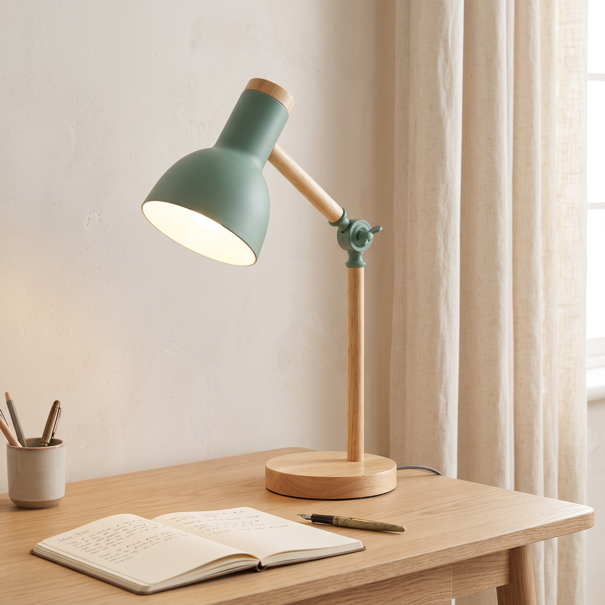 Wood & Metal LED Desk Lamp