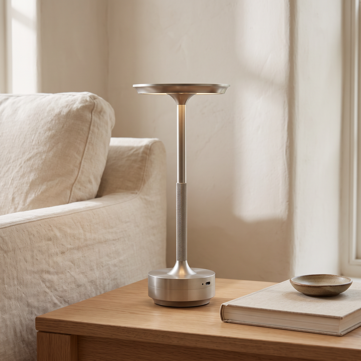Rechargeable Disc Shade Table Lamp