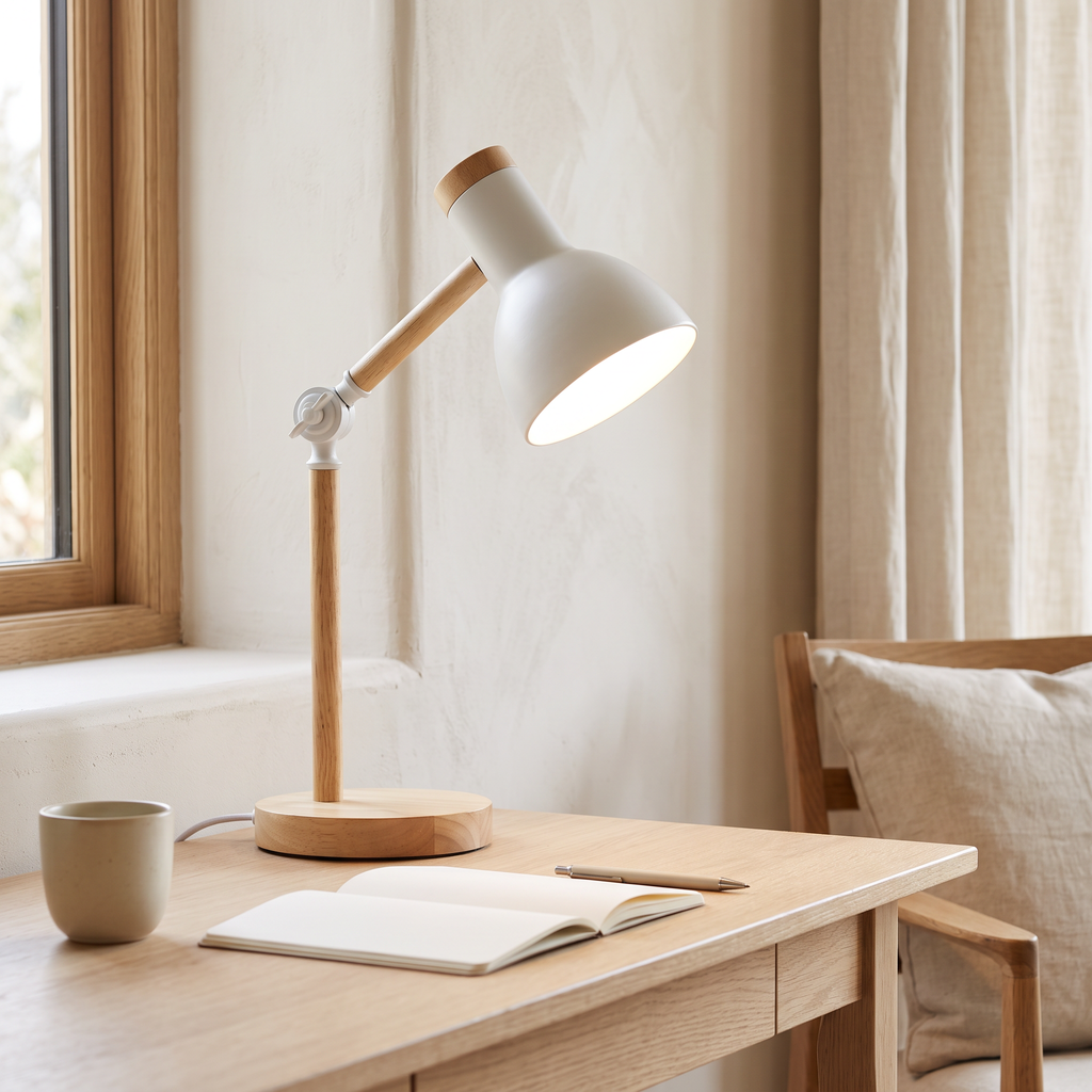 Wood & Metal LED Desk Lamp