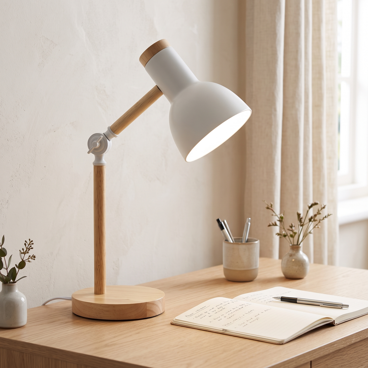 Wood & Metal LED Desk Lamp