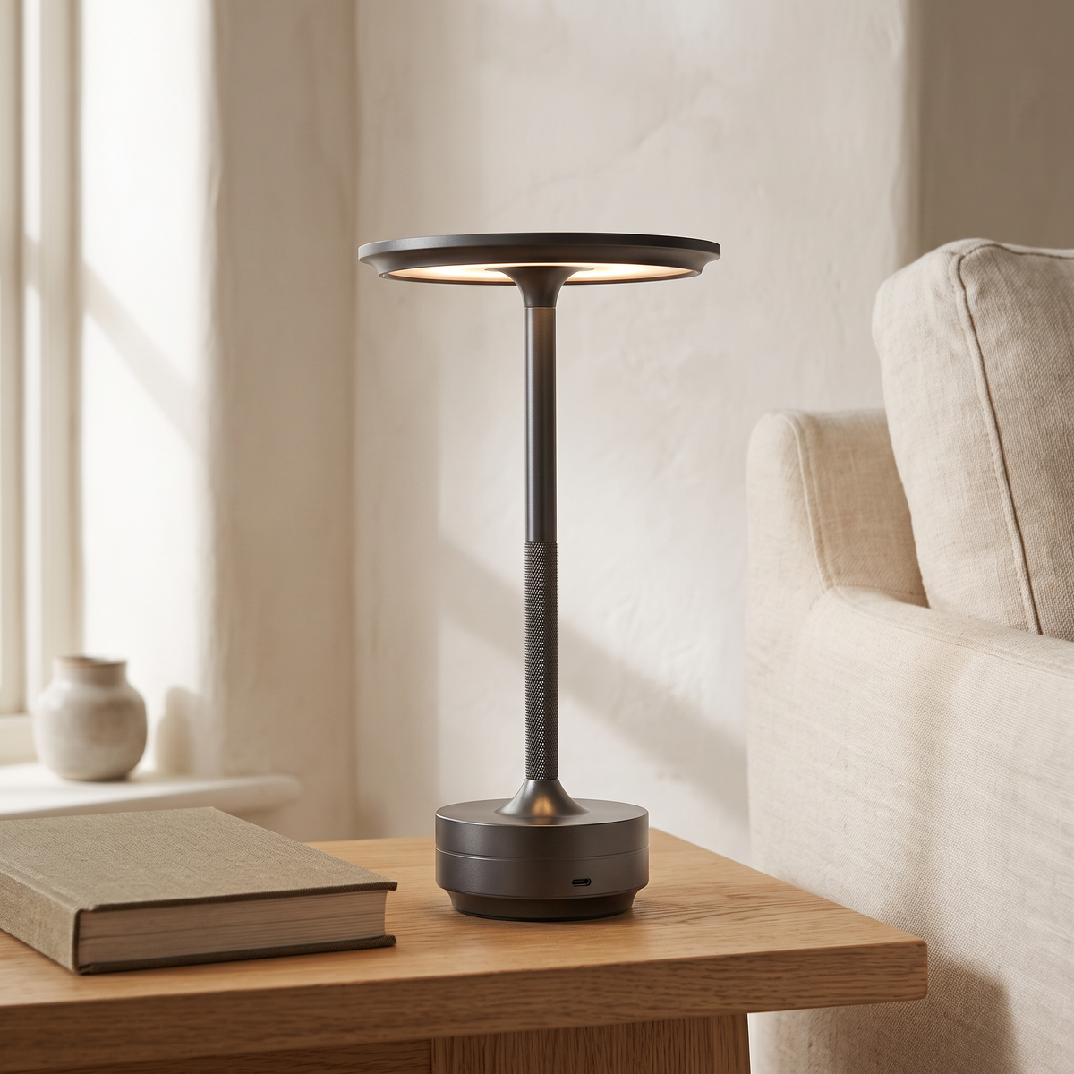 Rechargeable Disc Shade Table Lamp
