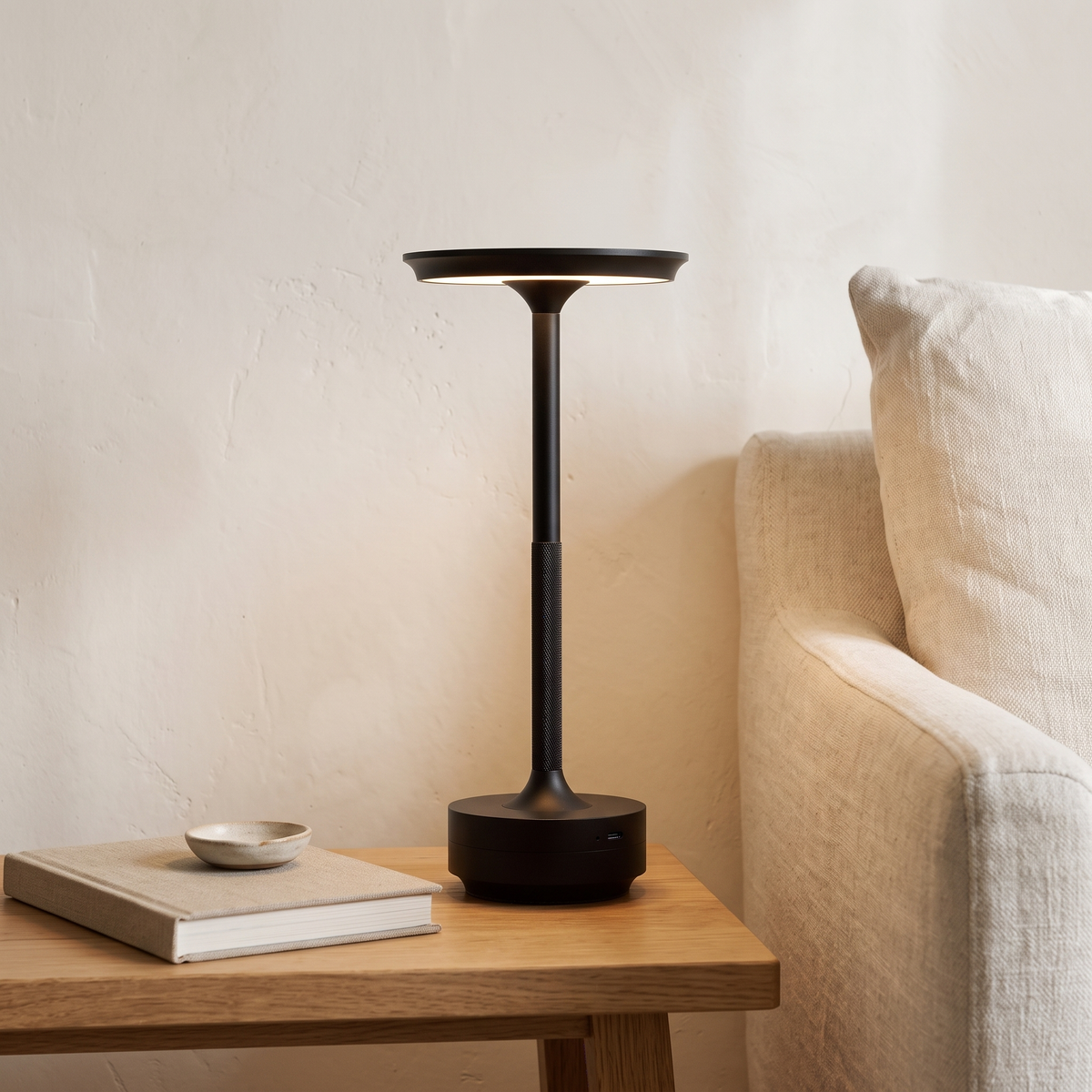 Rechargeable Disc Shade Table Lamp