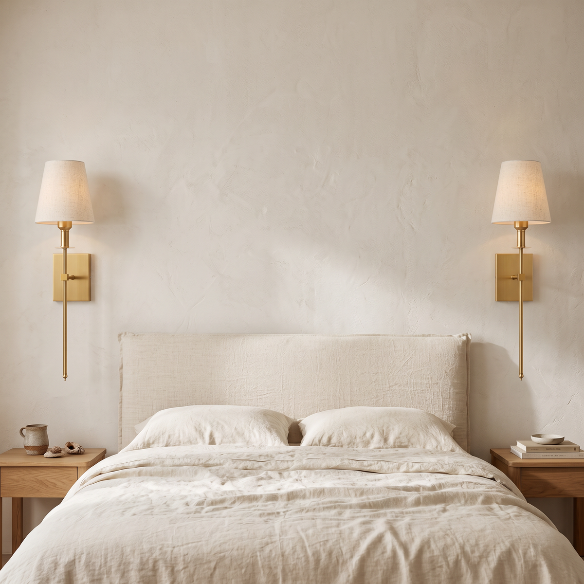 Rechargeable Fabric Shade Wall Lights – Pair