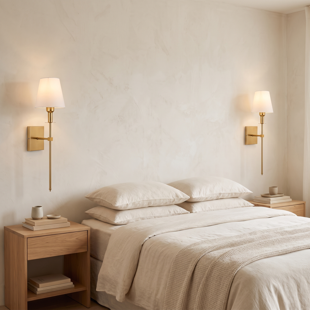 Rechargeable Fabric Shade Wall Lights – Pair