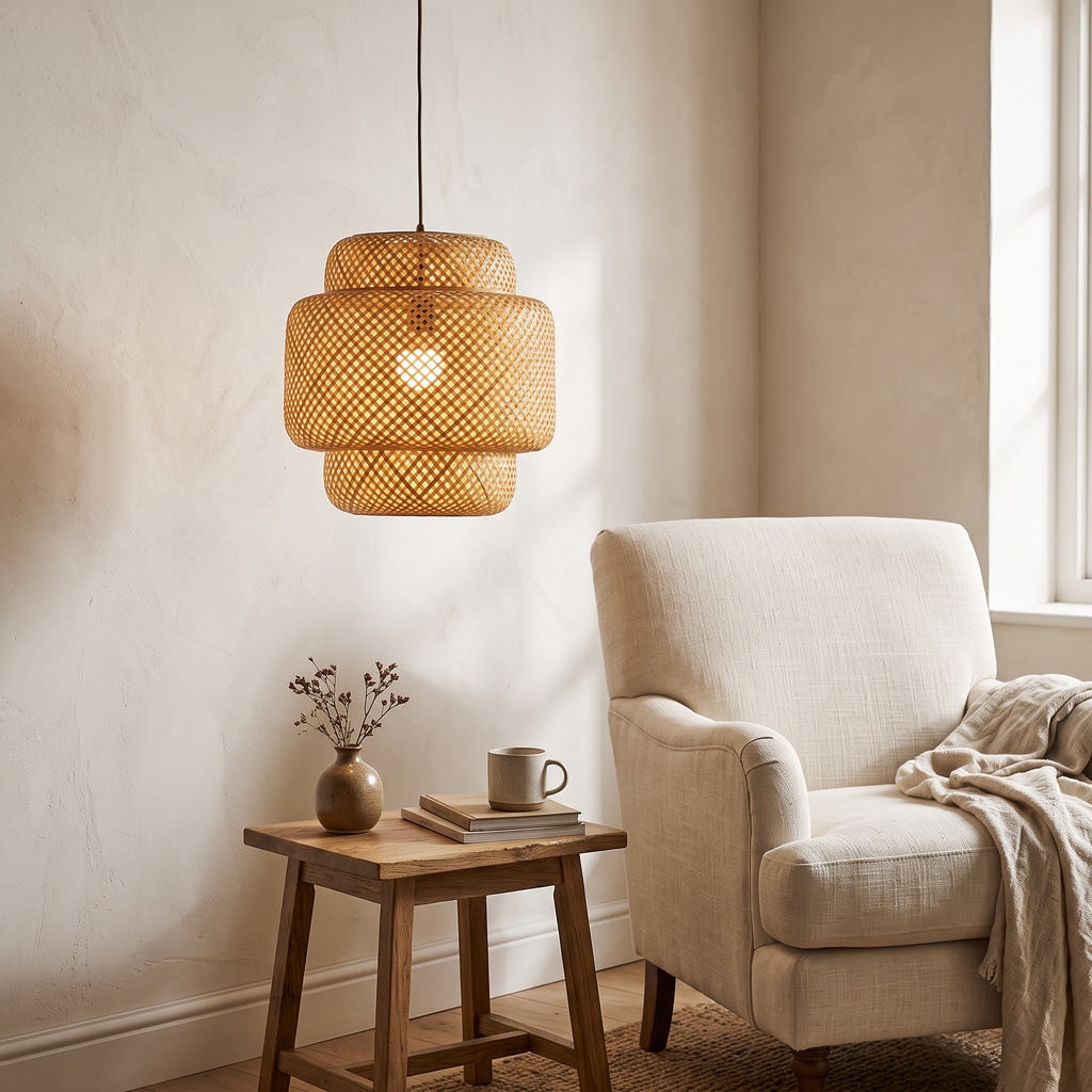 Woven Bamboo & Rattan Pendant Light