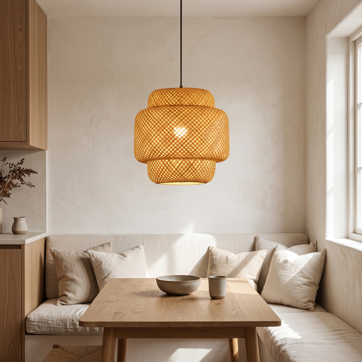 Woven Bamboo & Rattan Pendant Light