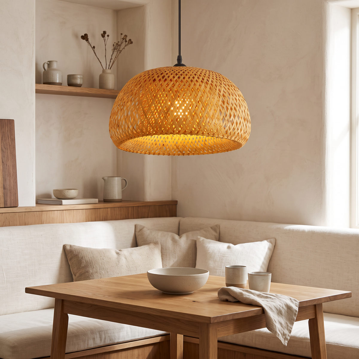 Woven Bamboo & Rattan Pendant Light