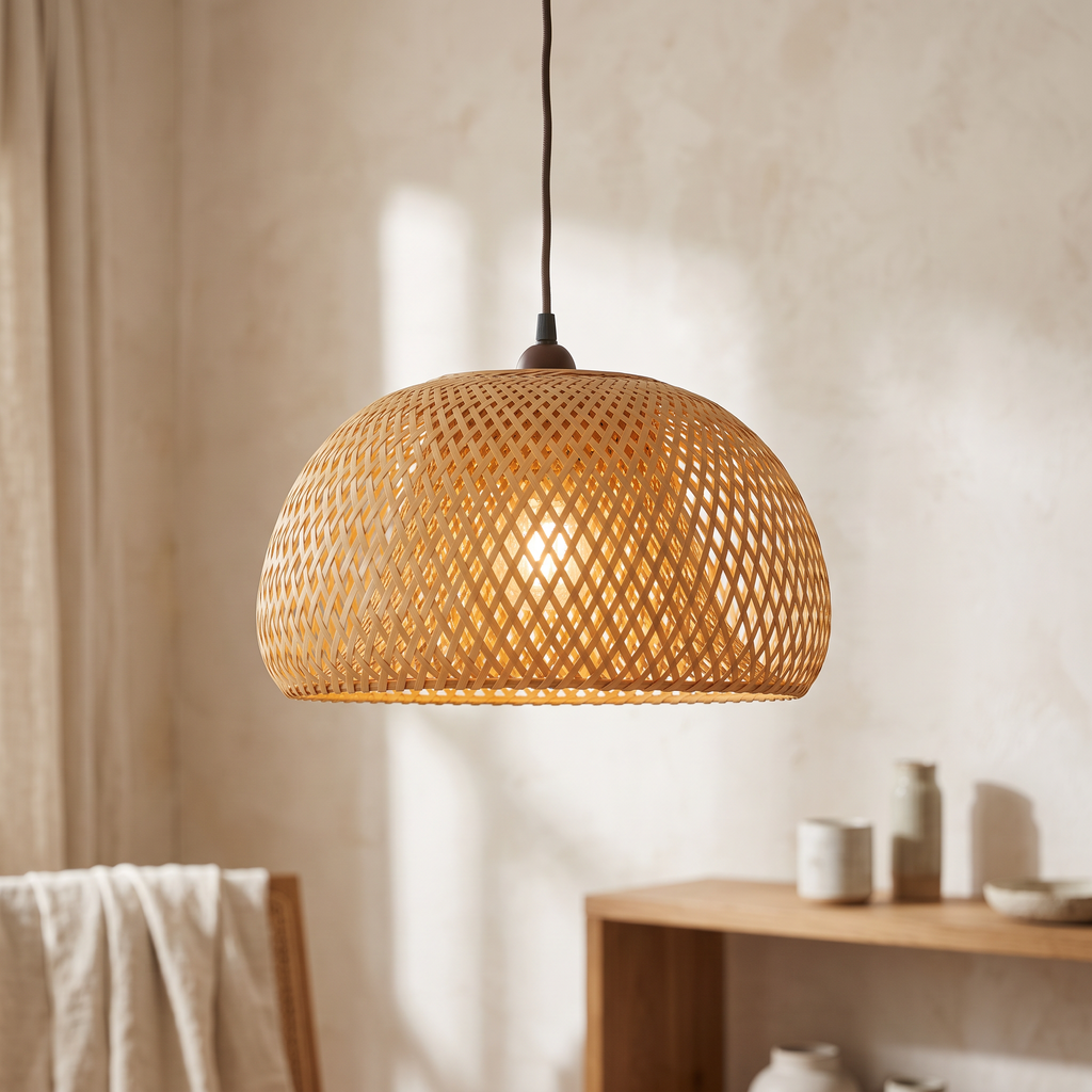Woven Bamboo & Rattan Pendant Light