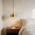 Glass & Brass Band Cylinder Pendant Light