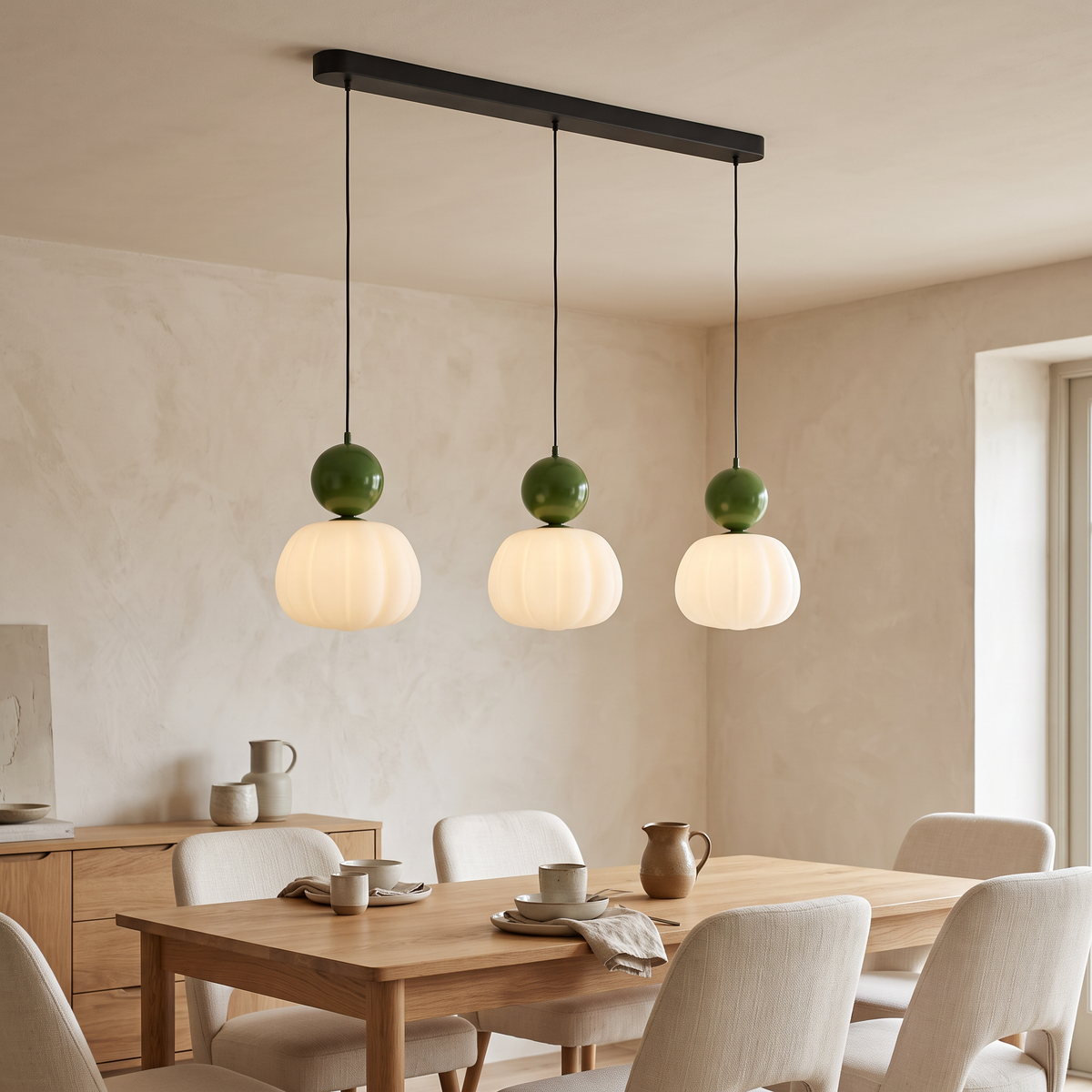 Pumpkin Glass Pendant Light | Single or Triple