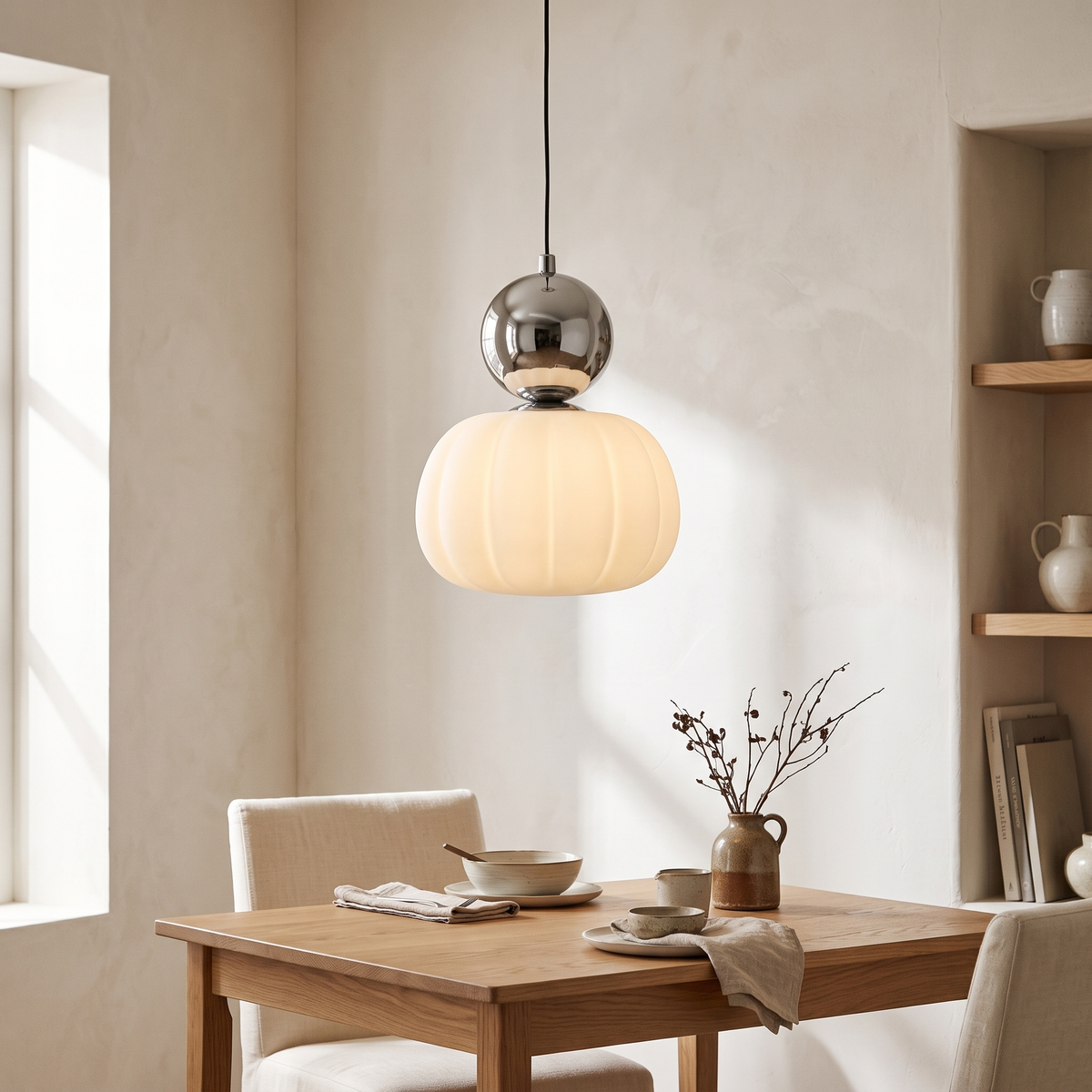 Pumpkin Glass Pendant Light | Single or Triple
