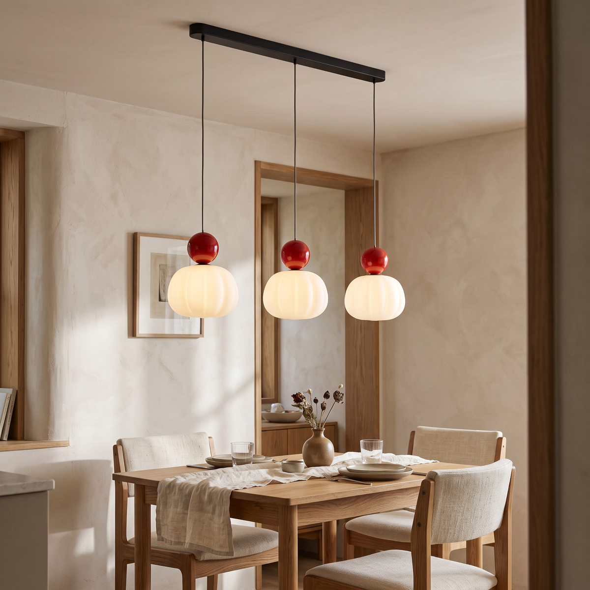 Pumpkin Glass Pendant Light | Single or Triple
