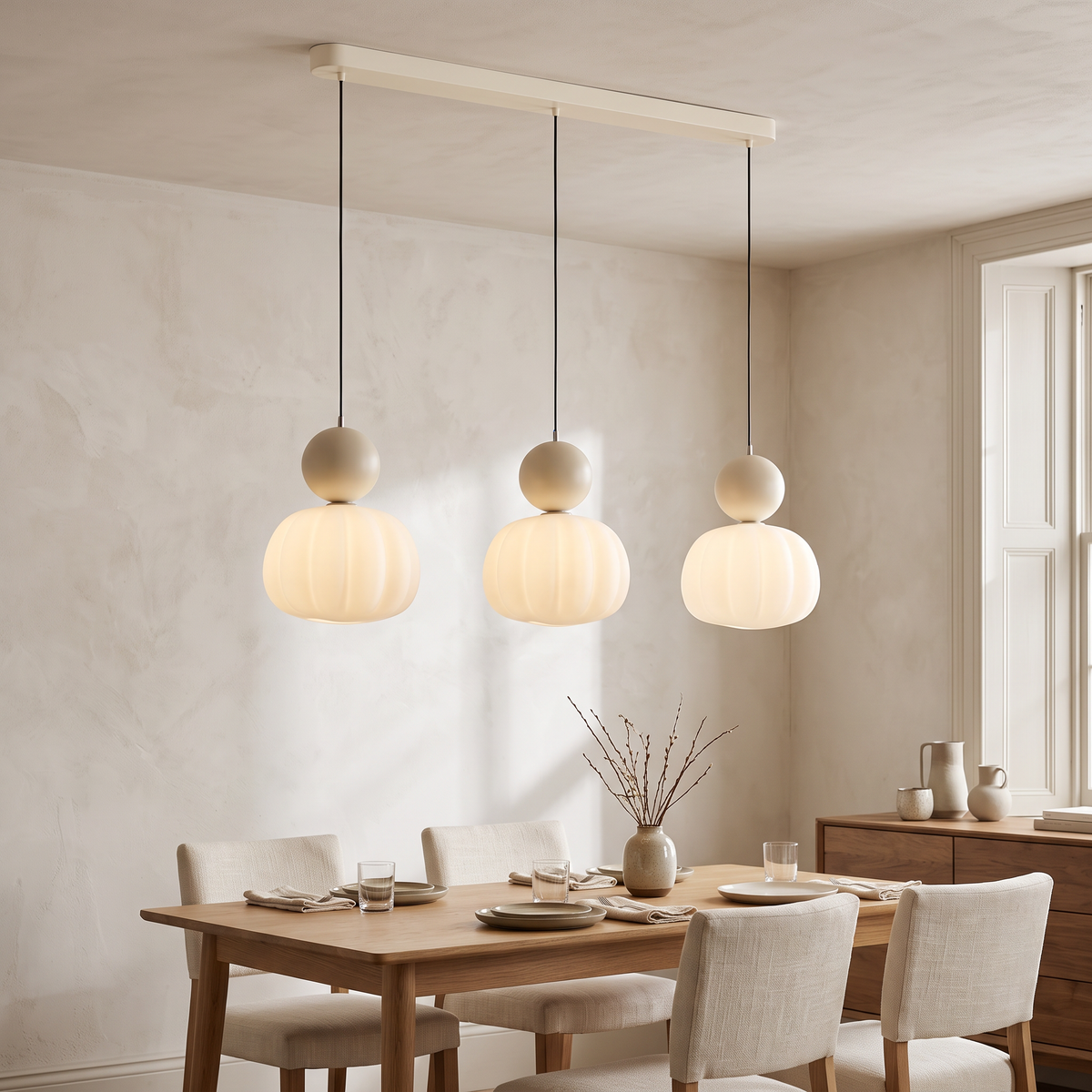 Pumpkin Glass Pendant Light | Single or Triple