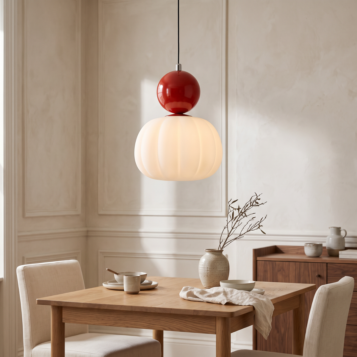 Pumpkin Glass Pendant Light | Single or Triple