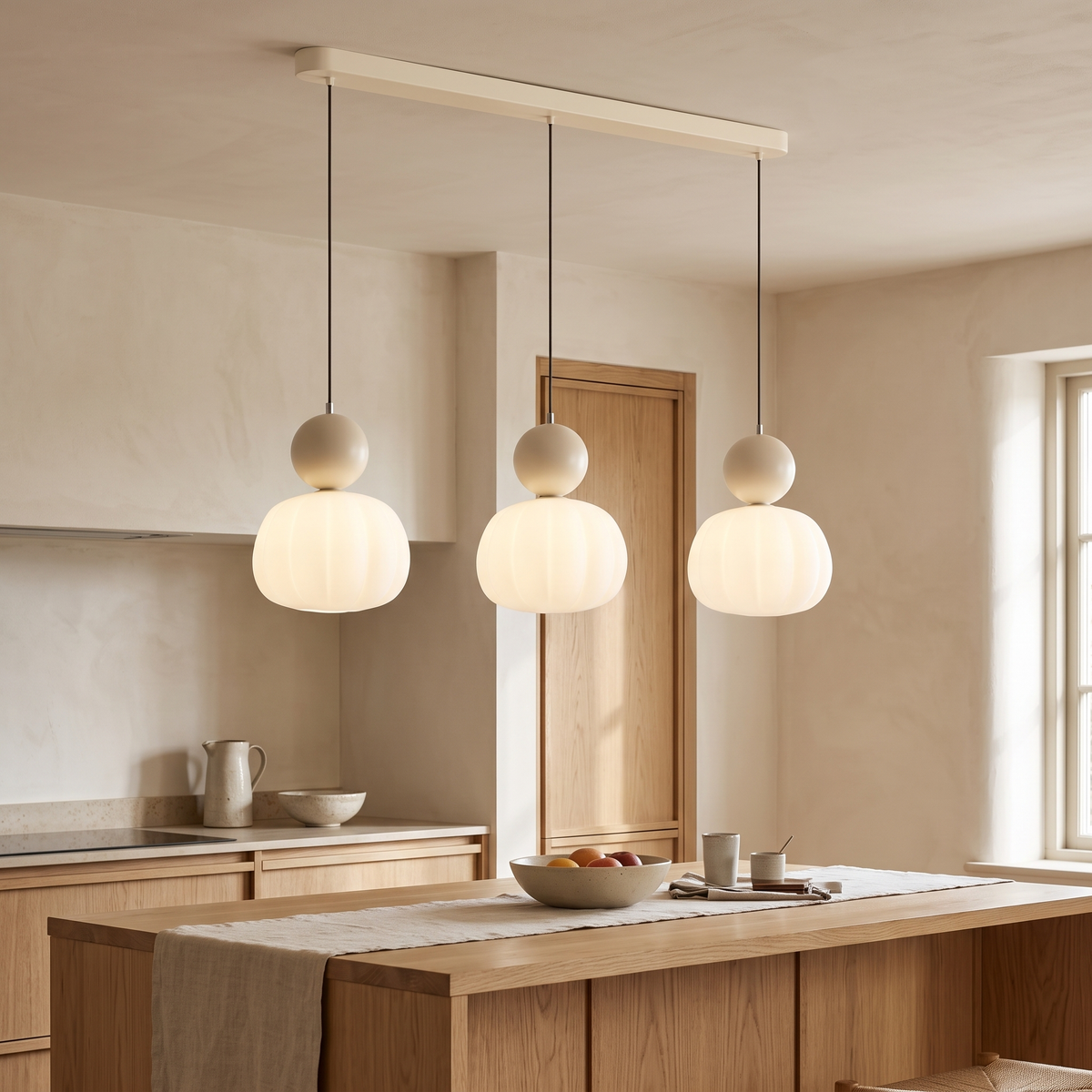 Pumpkin Glass Pendant Light | Single or Triple