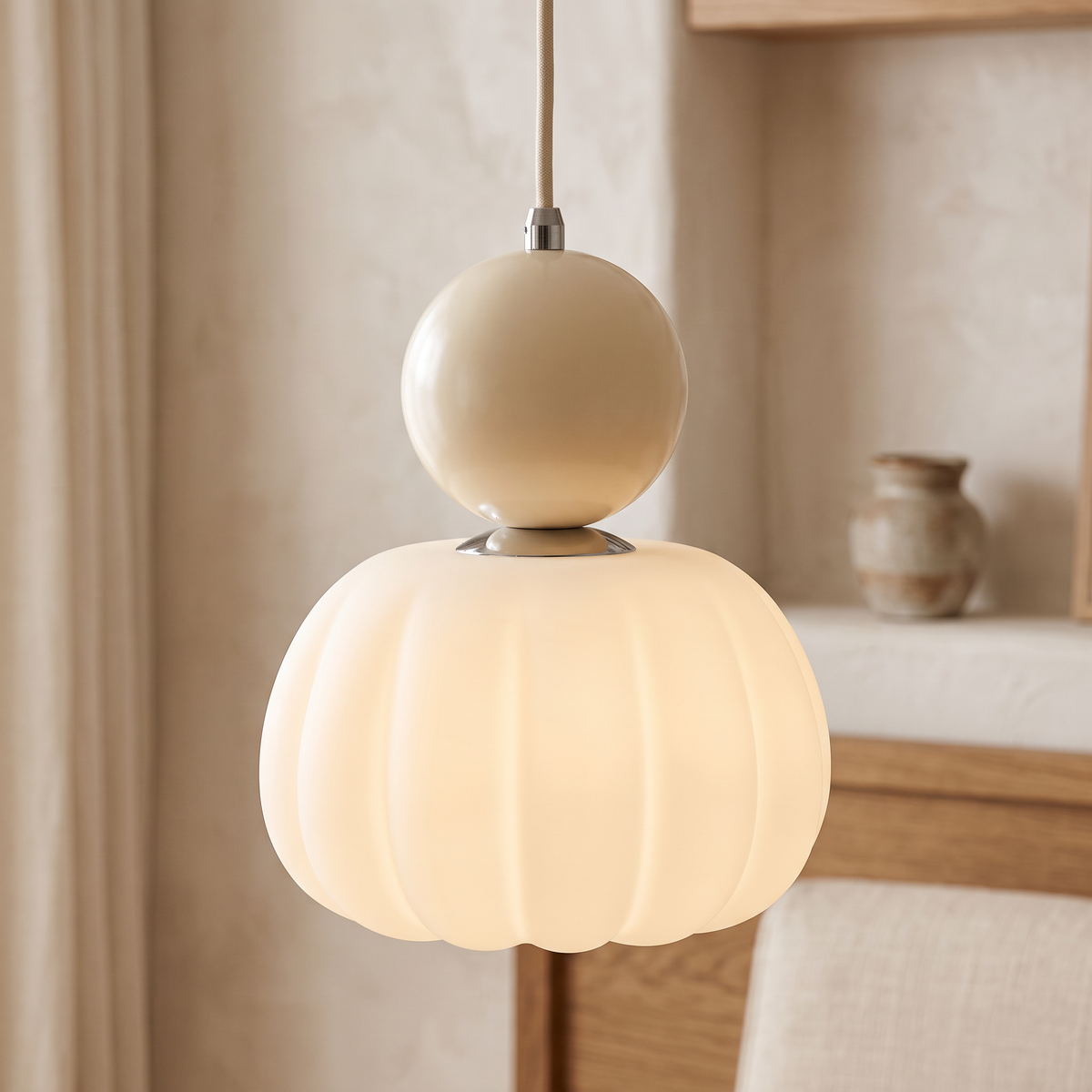 Pumpkin Glass Pendant Light | Single or Triple