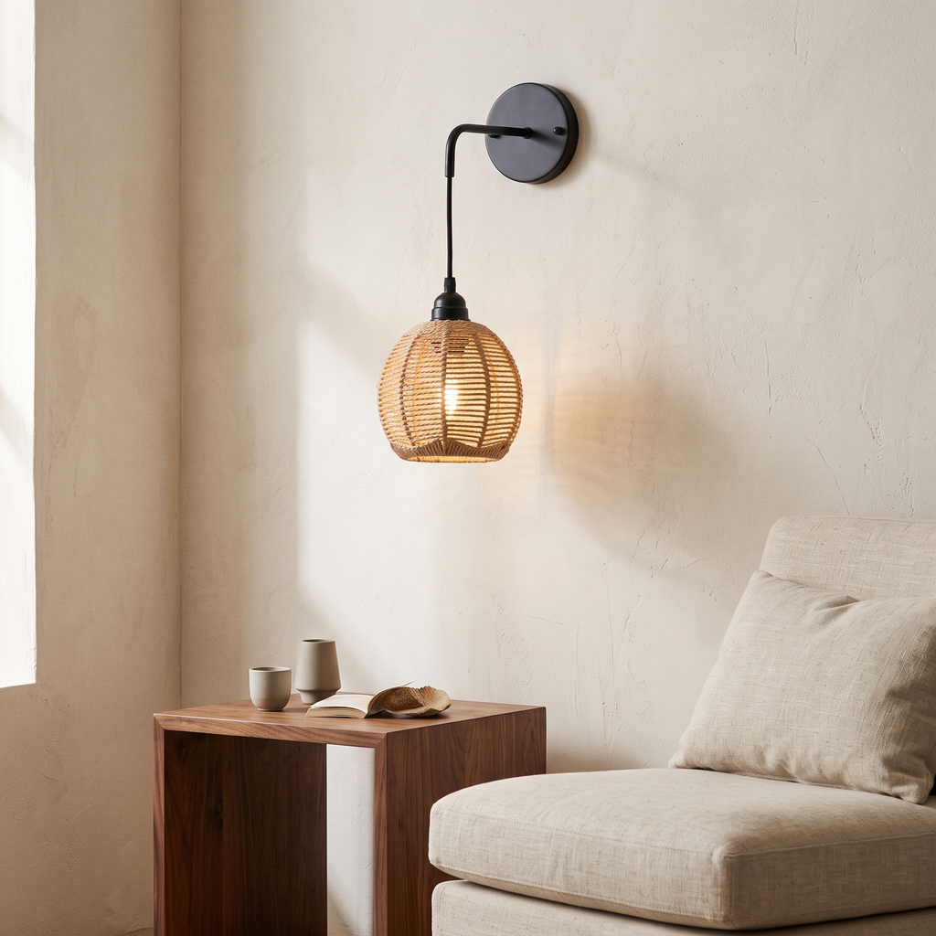 Rattan Drop Wall Light