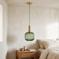 Ribbed Glass & Brass Finish Pendant Light
