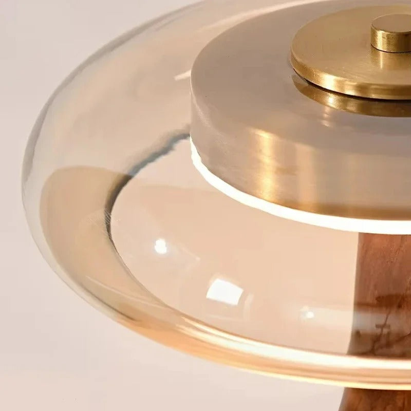 Andi Glass, Brass & Walnut LED Table Lamp