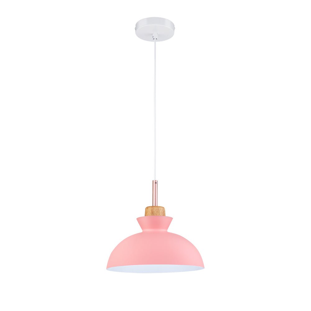 Viggo Metal & Wood Dome Pendant Light